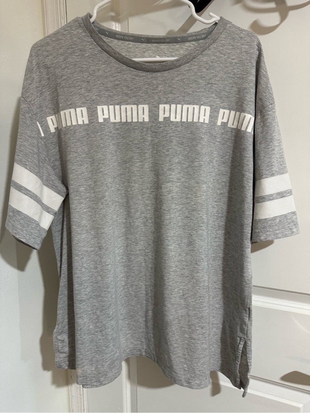 Puma Light Gray Heather Crewneck Tee with White Logo